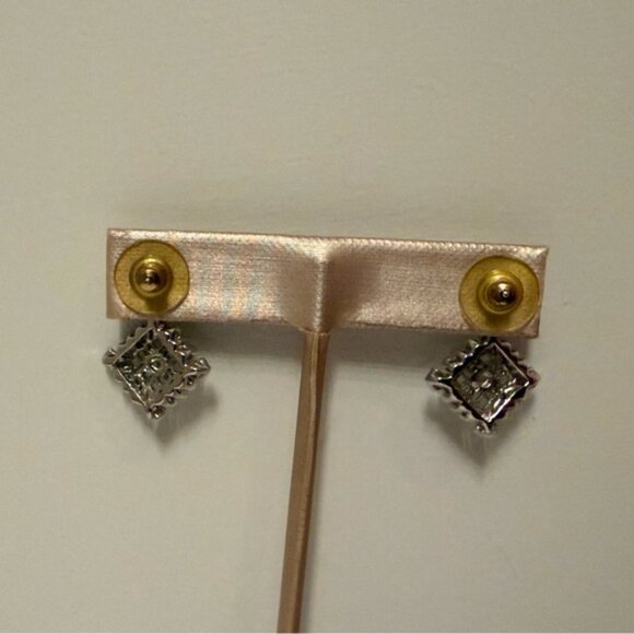 EARRINGS STERLING SILVER 925 MARCASITE SQUARE DIAMOND HINGED DROP DANGLE POST - Picture 6 of 6